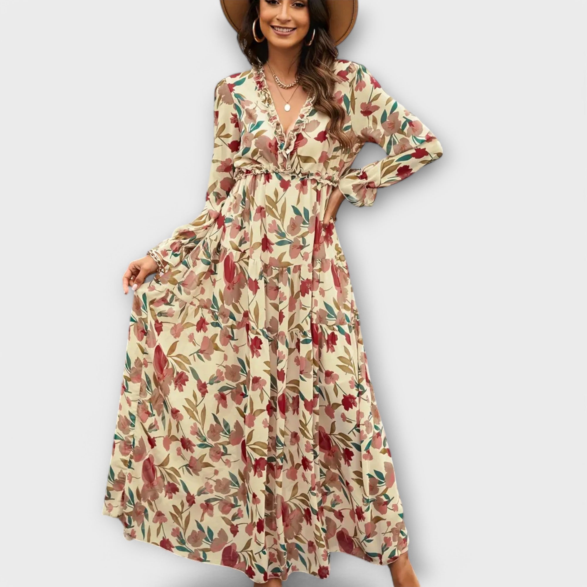 Juno - Elegancka sukienka maxi w kwiaty