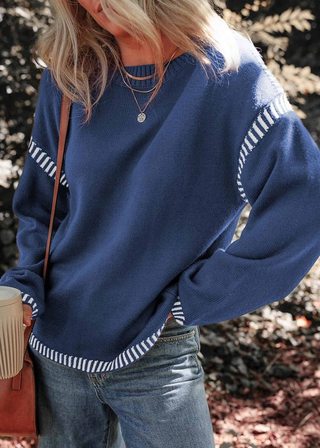 Marisa - Elegancki sweter z kontrastowymi elementami