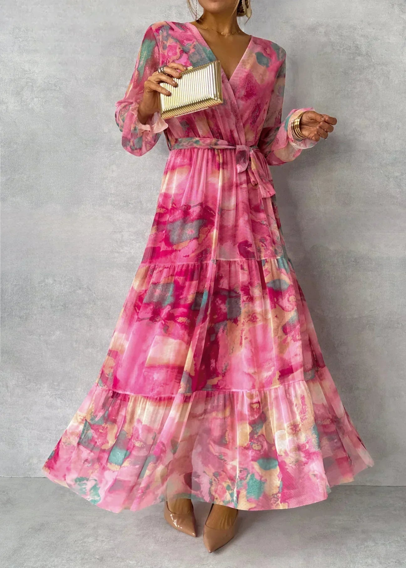 Felicity - Elegancka sukienka maxi w kwiatowy wzór