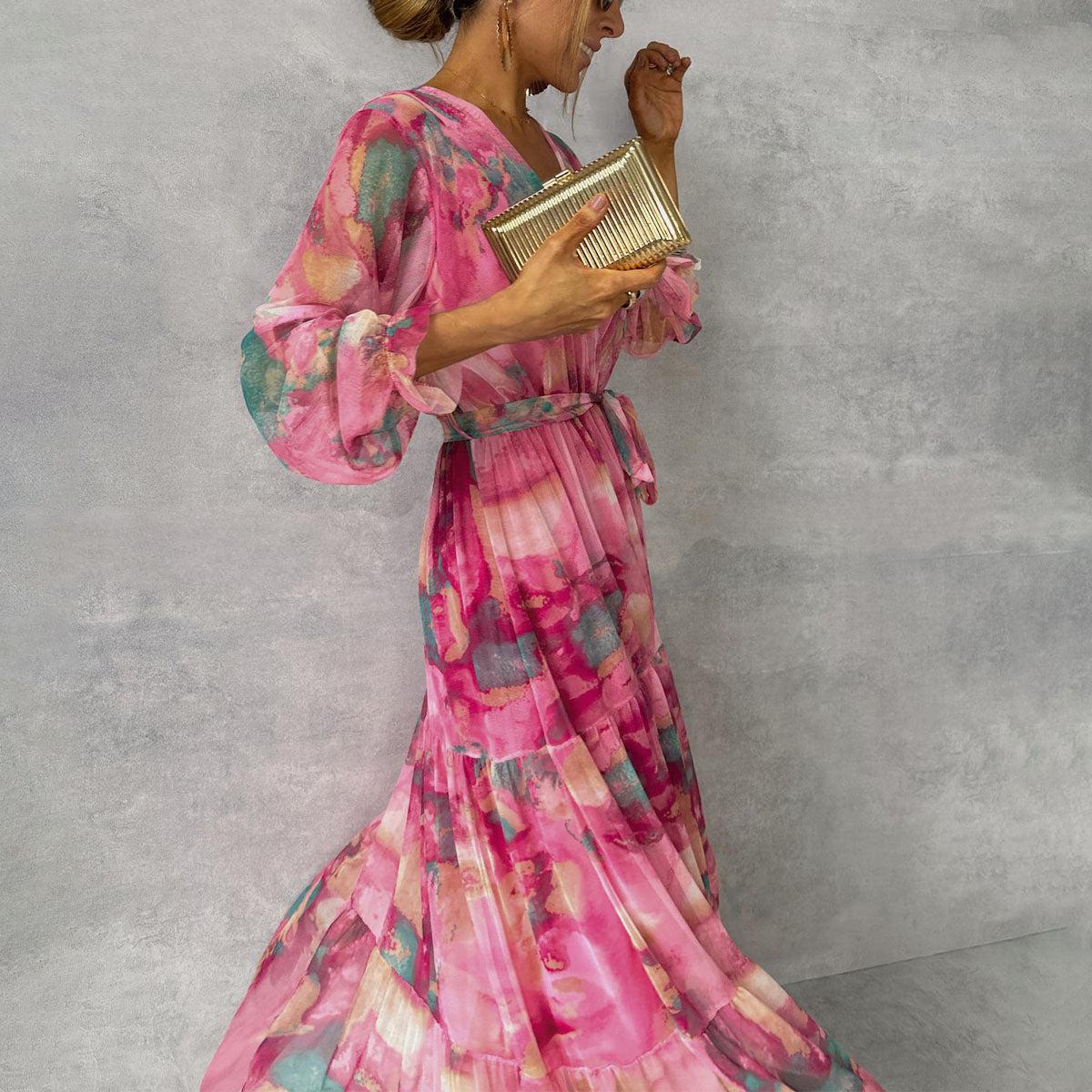 Felicity - Elegancka sukienka maxi w kwiatowy wzór