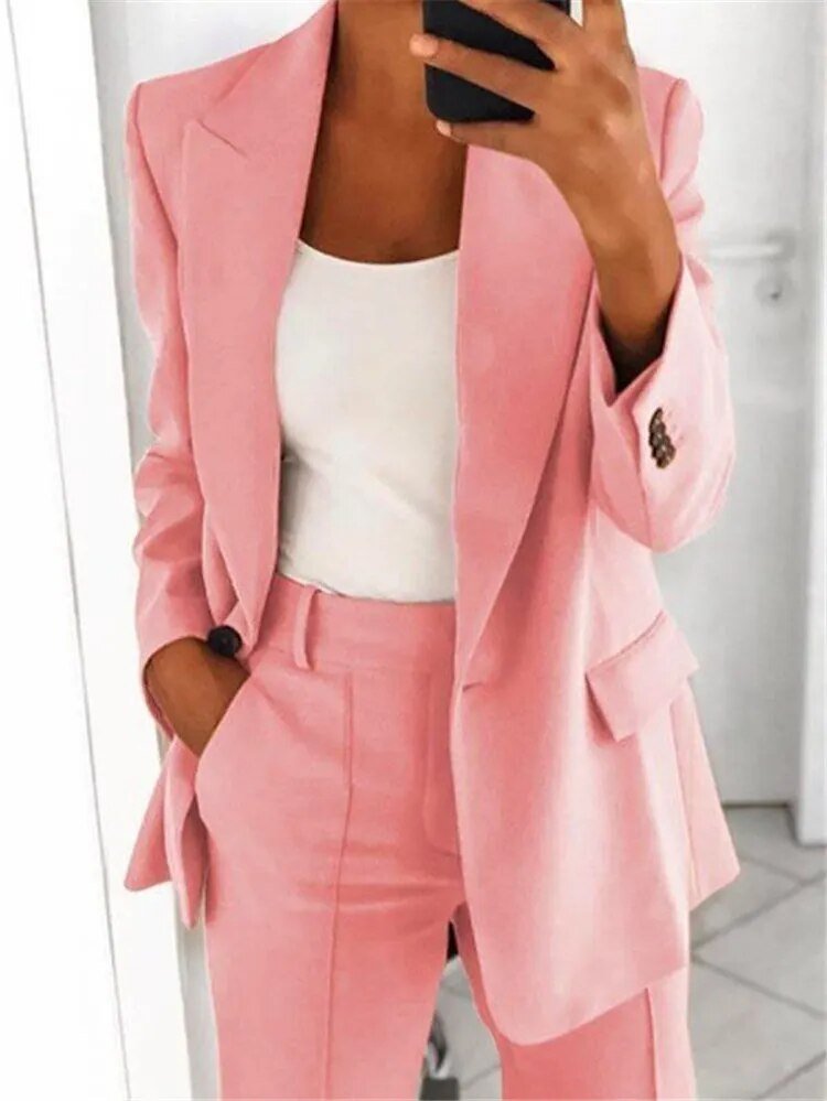 Isabella - Turn-Down Collar Blazer & Pants Set