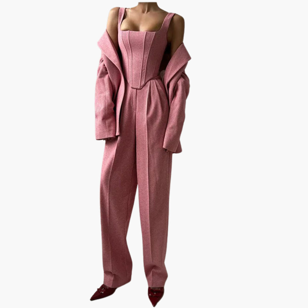 Ivory - Fishbone Crisp 3-Piece Suit