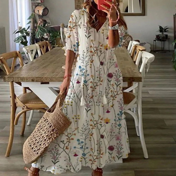 Dianna - Sukienka zakrywająca brzuch inspirowana stylem bohemy