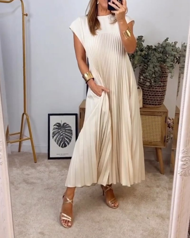 Sorrel - Elegancka sukienka maxi z plisami i splotem