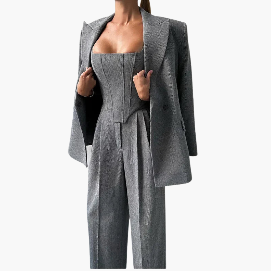 Ivory - Fishbone Crisp 3-Piece Suit