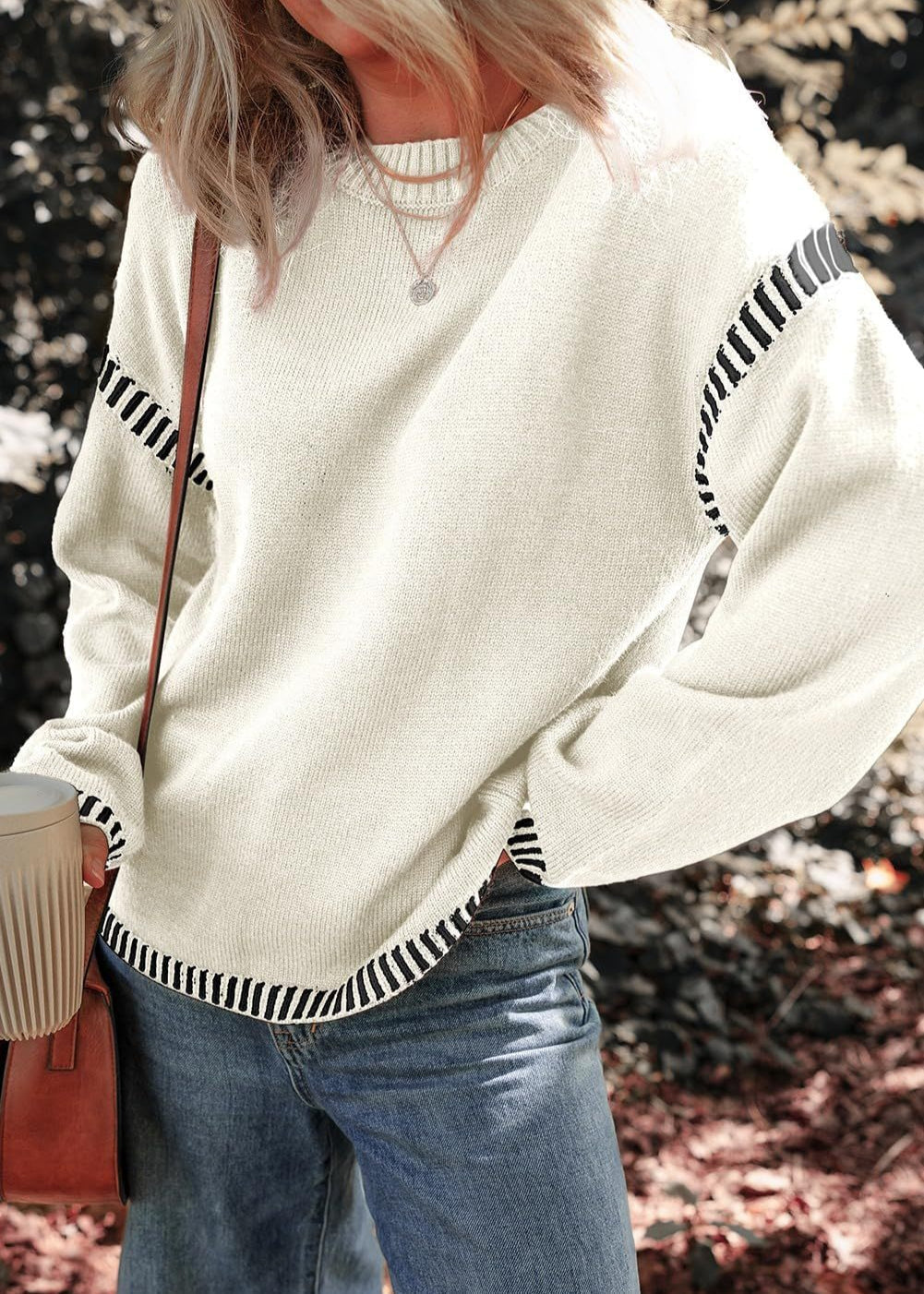Marisa - Elegancki sweter z kontrastowymi elementami