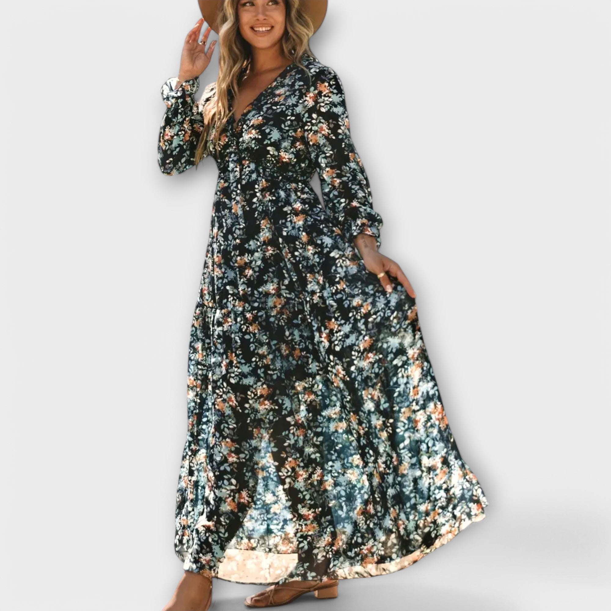 Juno - Elegancka sukienka maxi w kwiaty