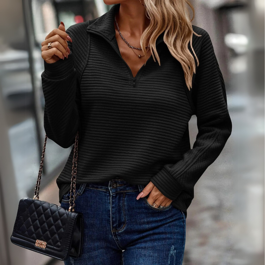 Suzanne - Bluza z półsuwakiem i detalami