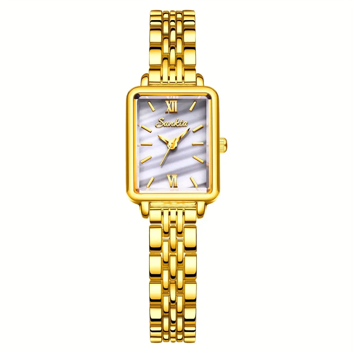 Classic Square Quartz Watch with Luminous Calendar