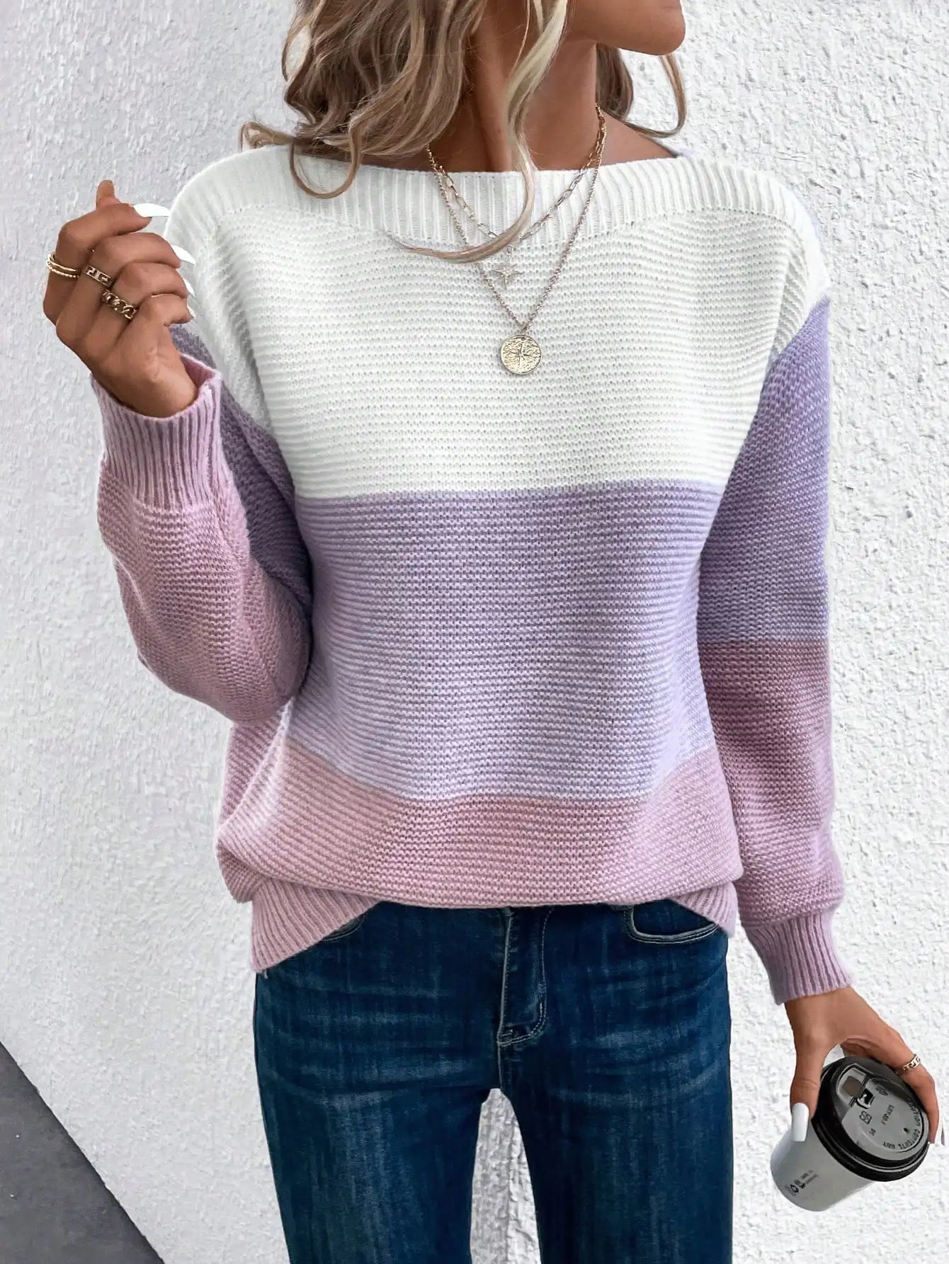 Daphne - Sweter z dzianiny w stylu ombre