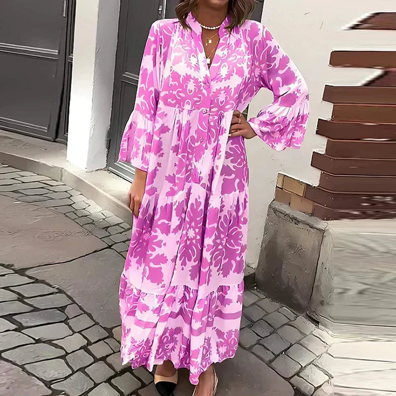 Avielle - Modna sukienka maxi w stylu boho z nadrukiem