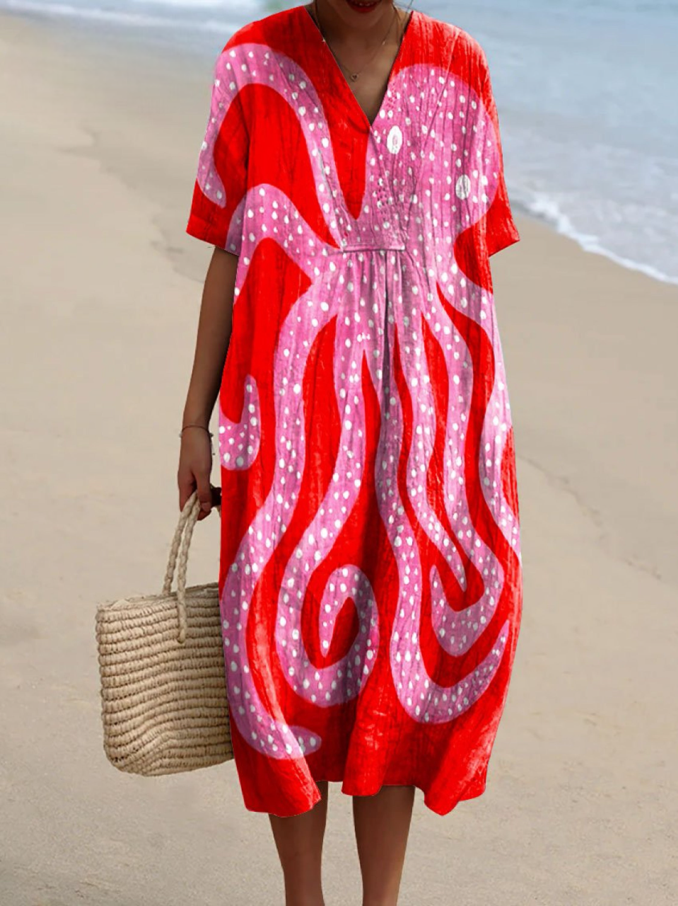 Letnia Sukienka z Motywem Morskim