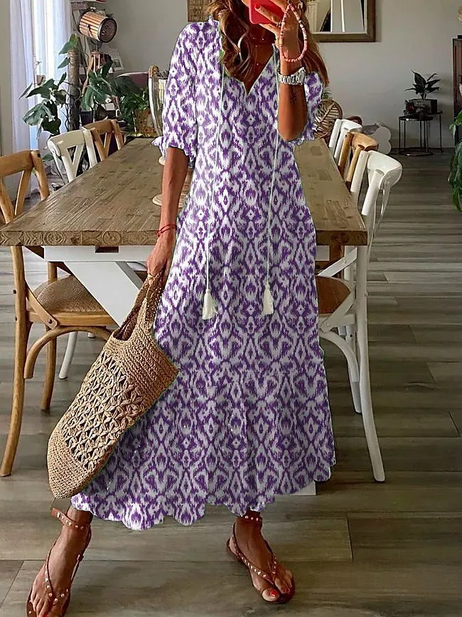 Dianna - Sukienka zakrywająca brzuch inspirowana stylem bohemy