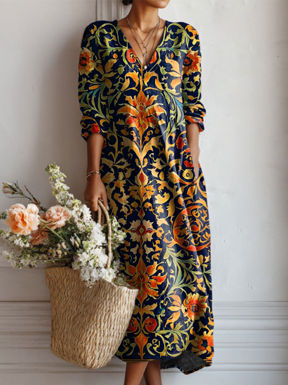 Sukienka w stylu boho z kwiatowym wzorem