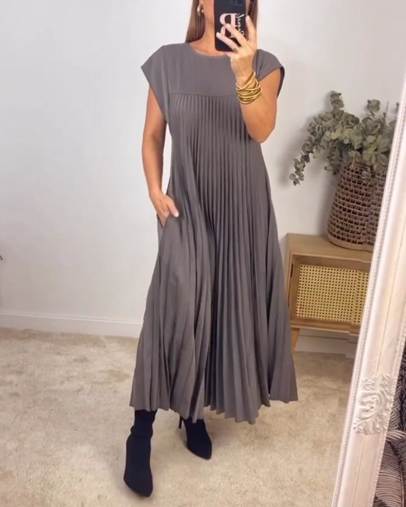 Sorrel - Elegancka sukienka maxi z plisami i splotem