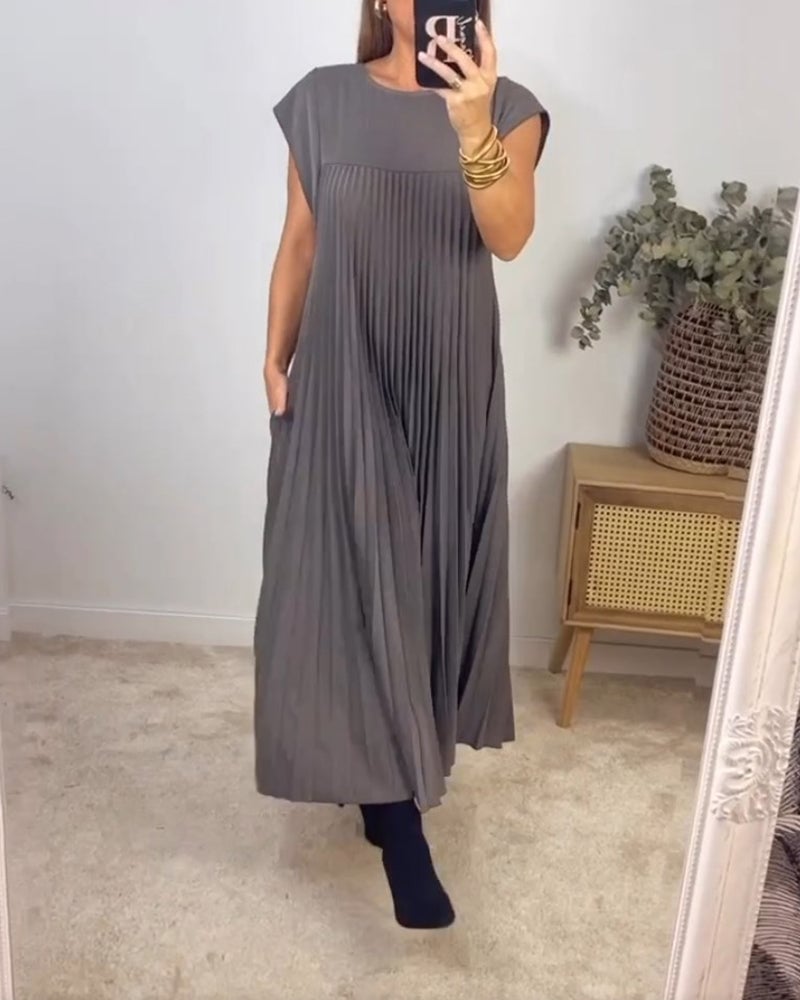 Sorrel - Elegancka sukienka maxi z plisami i splotem