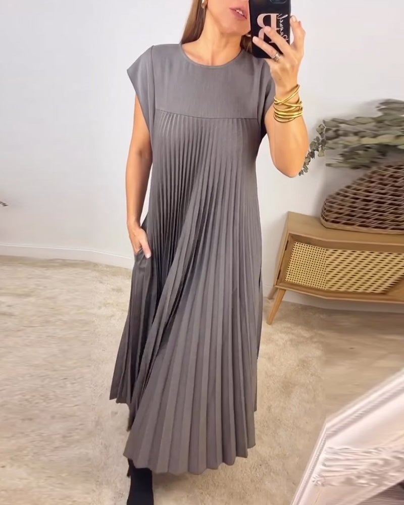 Sorrel - Elegancka sukienka maxi z plisami i splotem