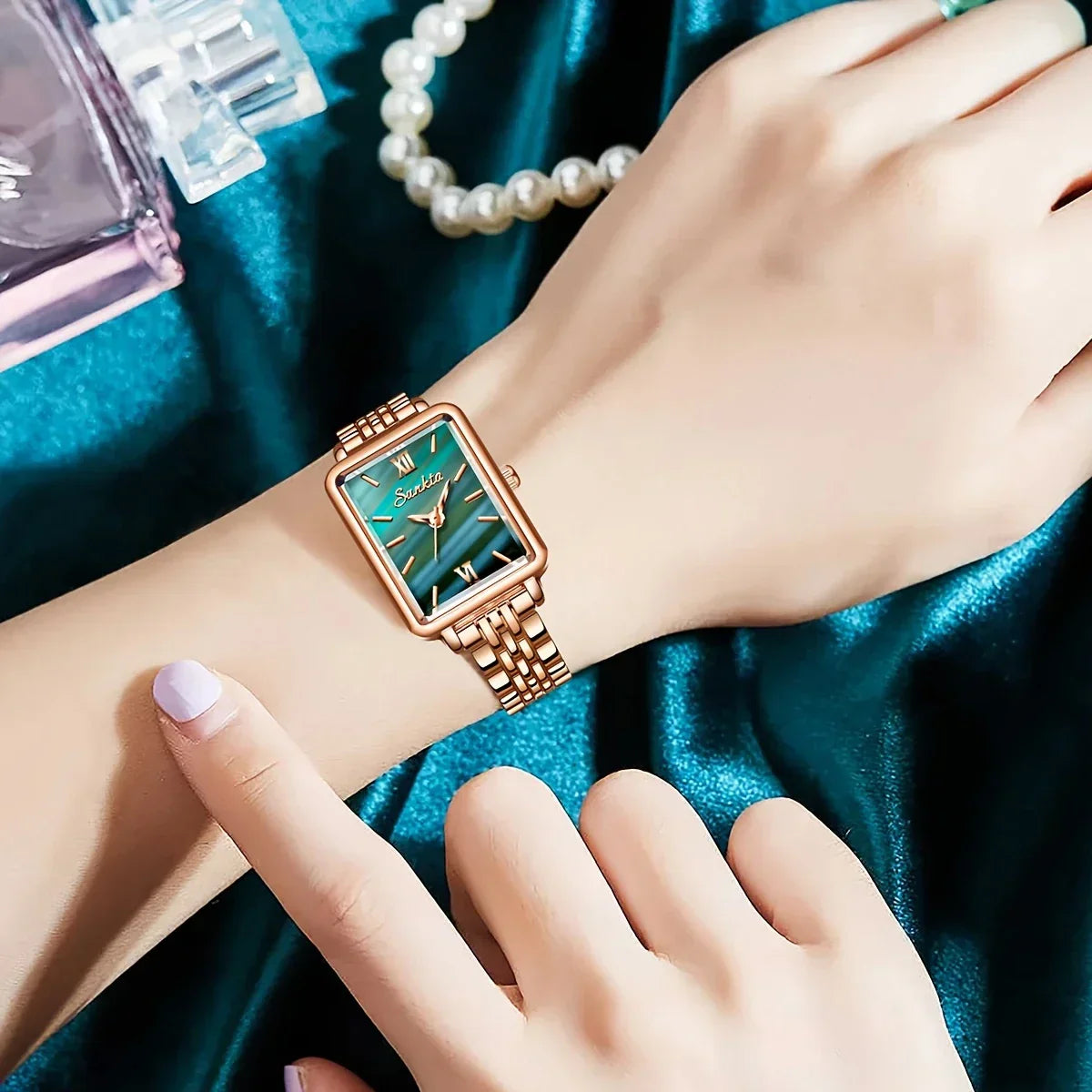 Classic Square Quartz Watch with Luminous Calendar