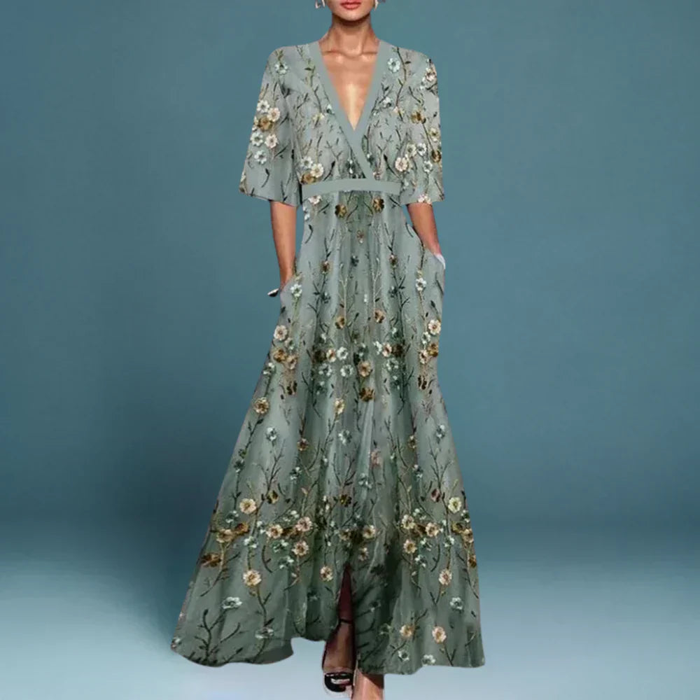 Jamie - Elegancka sukienka maxi w kwiatowy wzór