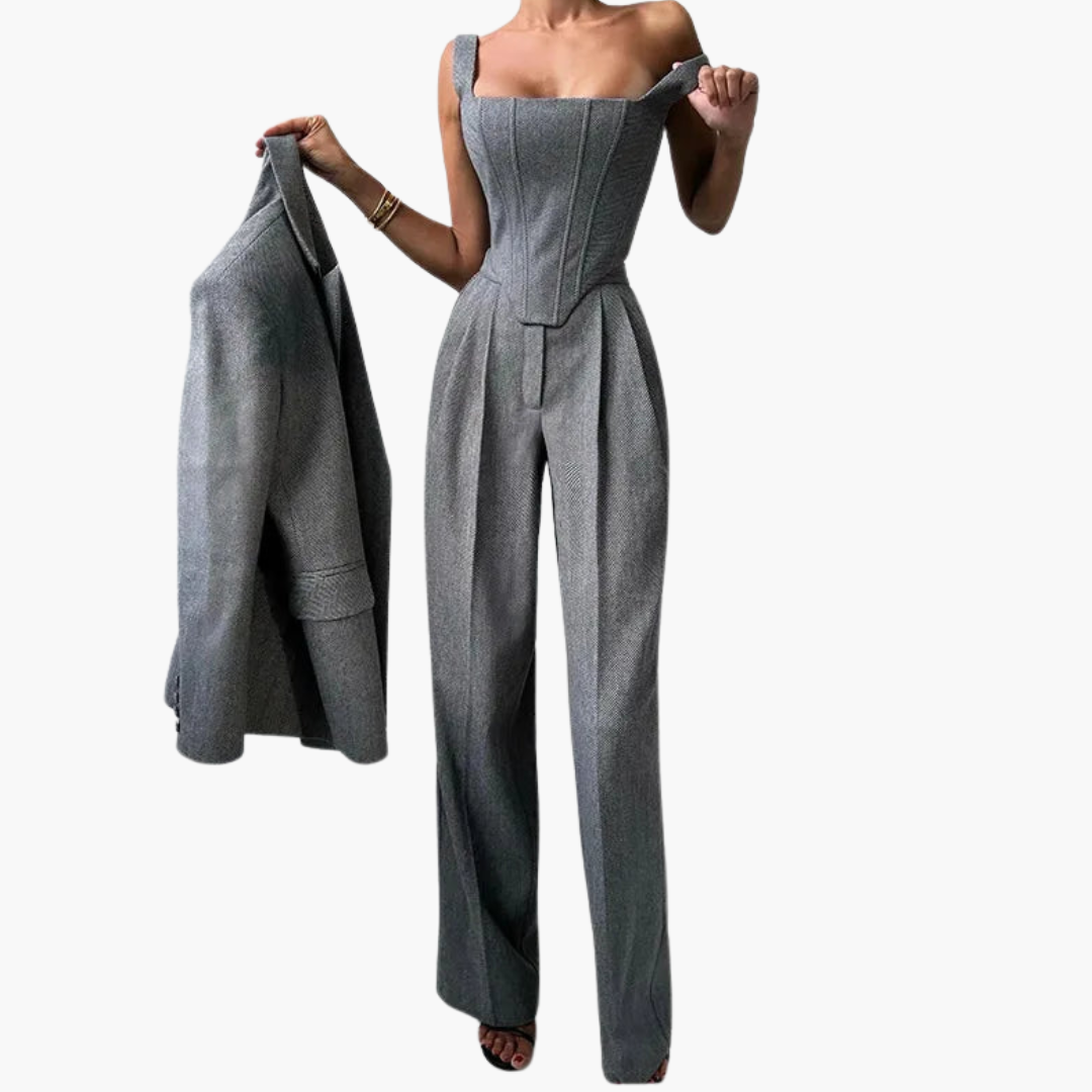 Ivory - Fishbone Crisp 3-Piece Suit