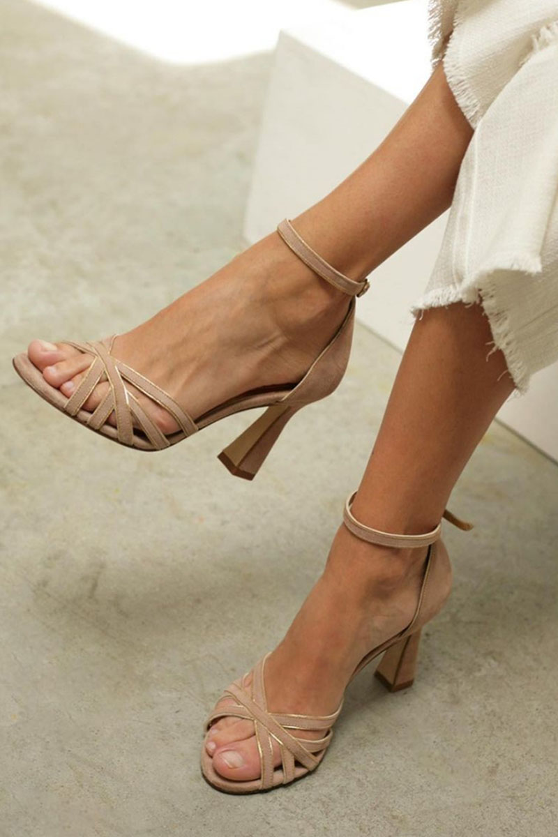 Elviera - Eleganckie buty z odkrytymi palcami i obcasem
