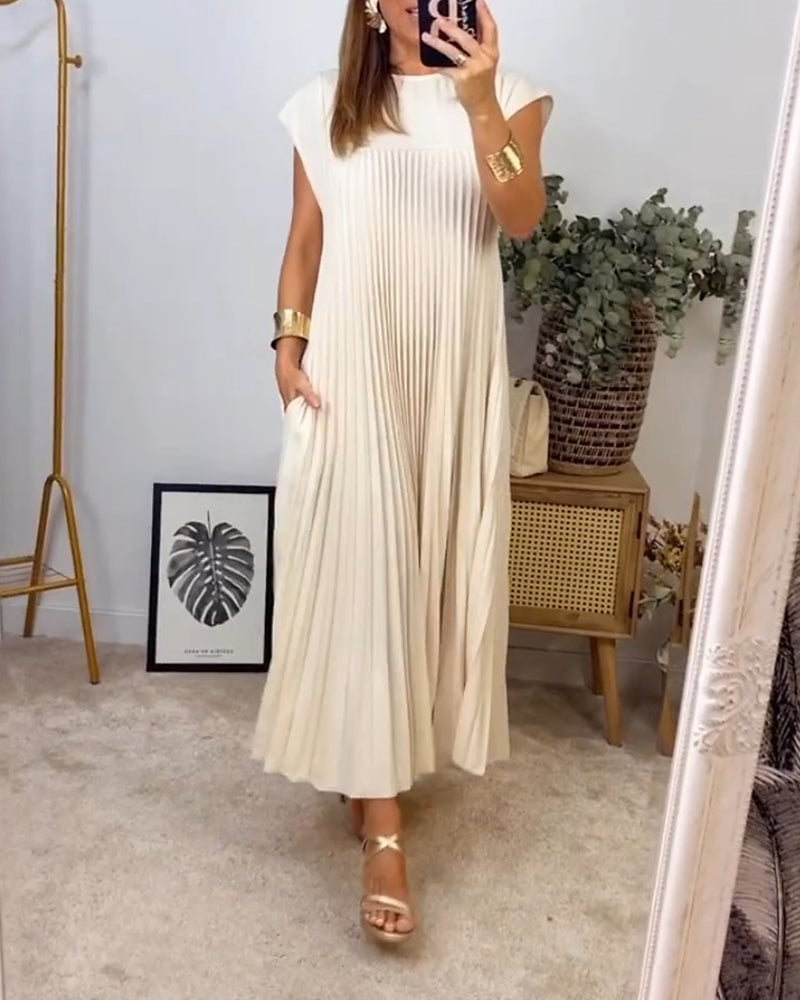 Sorrel - Elegancka sukienka maxi z plisami i splotem