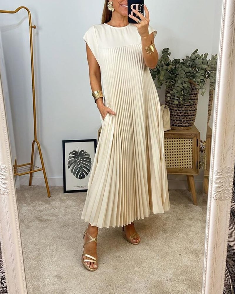 Sorrel - Elegancka sukienka maxi z plisami i splotem