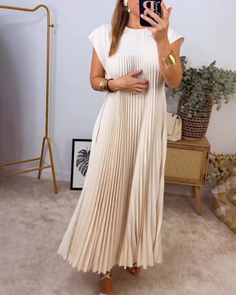 Sorrel - Elegancka sukienka maxi z plisami i splotem
