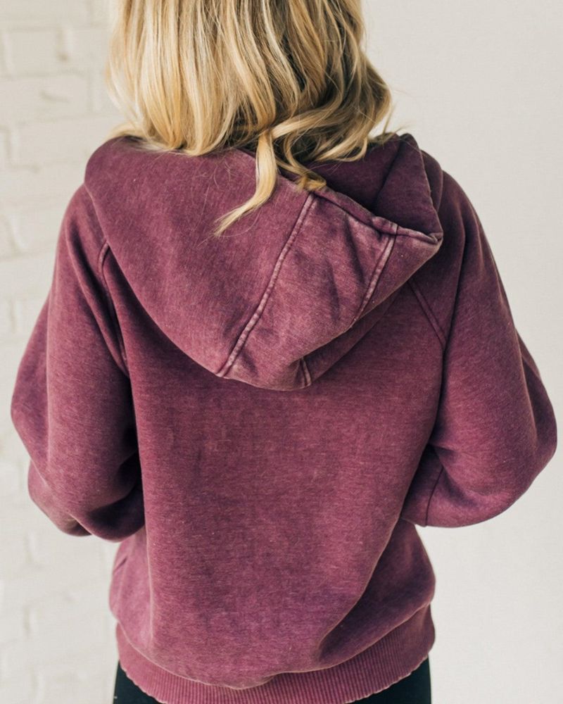 Nalas - Bluza z kapturem Zip Henley Acid Wash Fleece