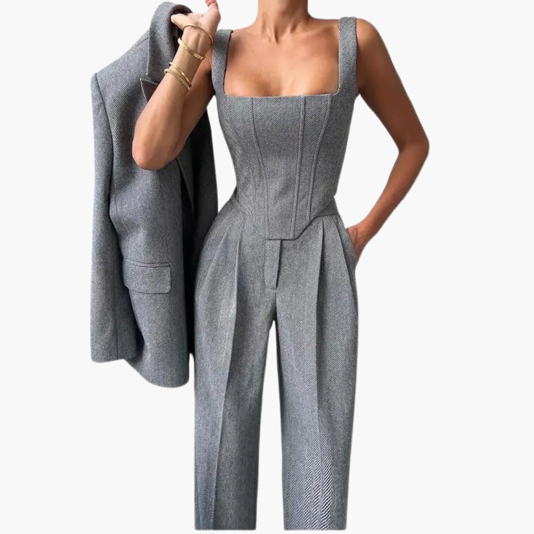 Ivory - Fishbone Crisp 3-Piece Suit