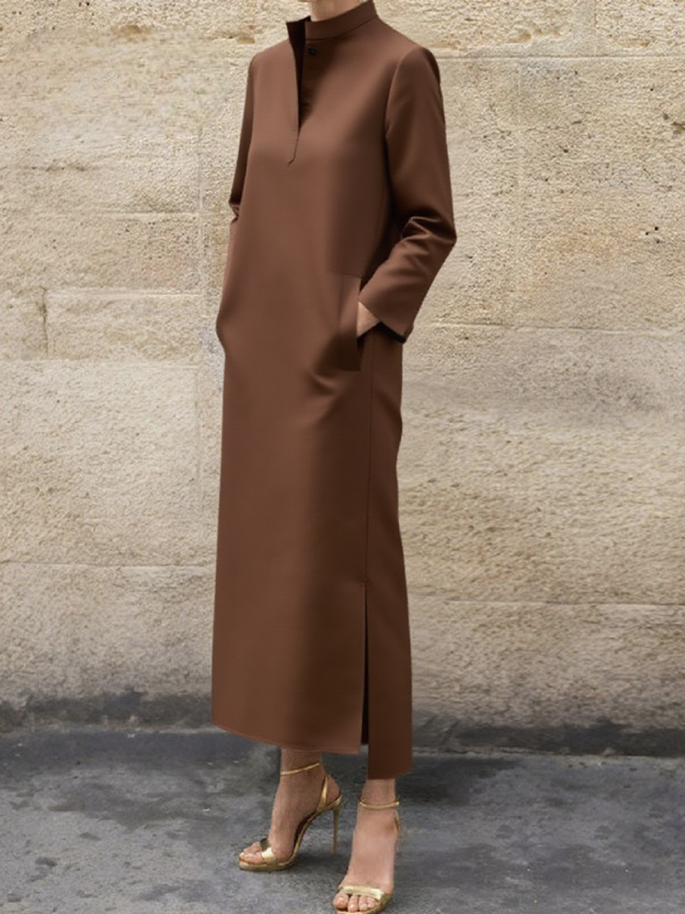 Elegancka sukienka maxi ze stójką