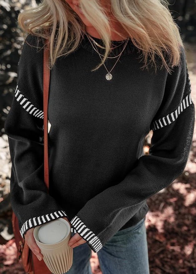 Marisa - Elegancki sweter z kontrastowymi elementami