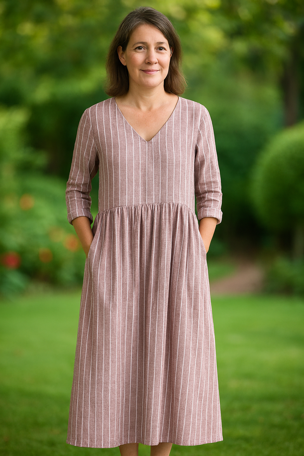 Dabria - Klasyczna sukienka w paski w stylu casual