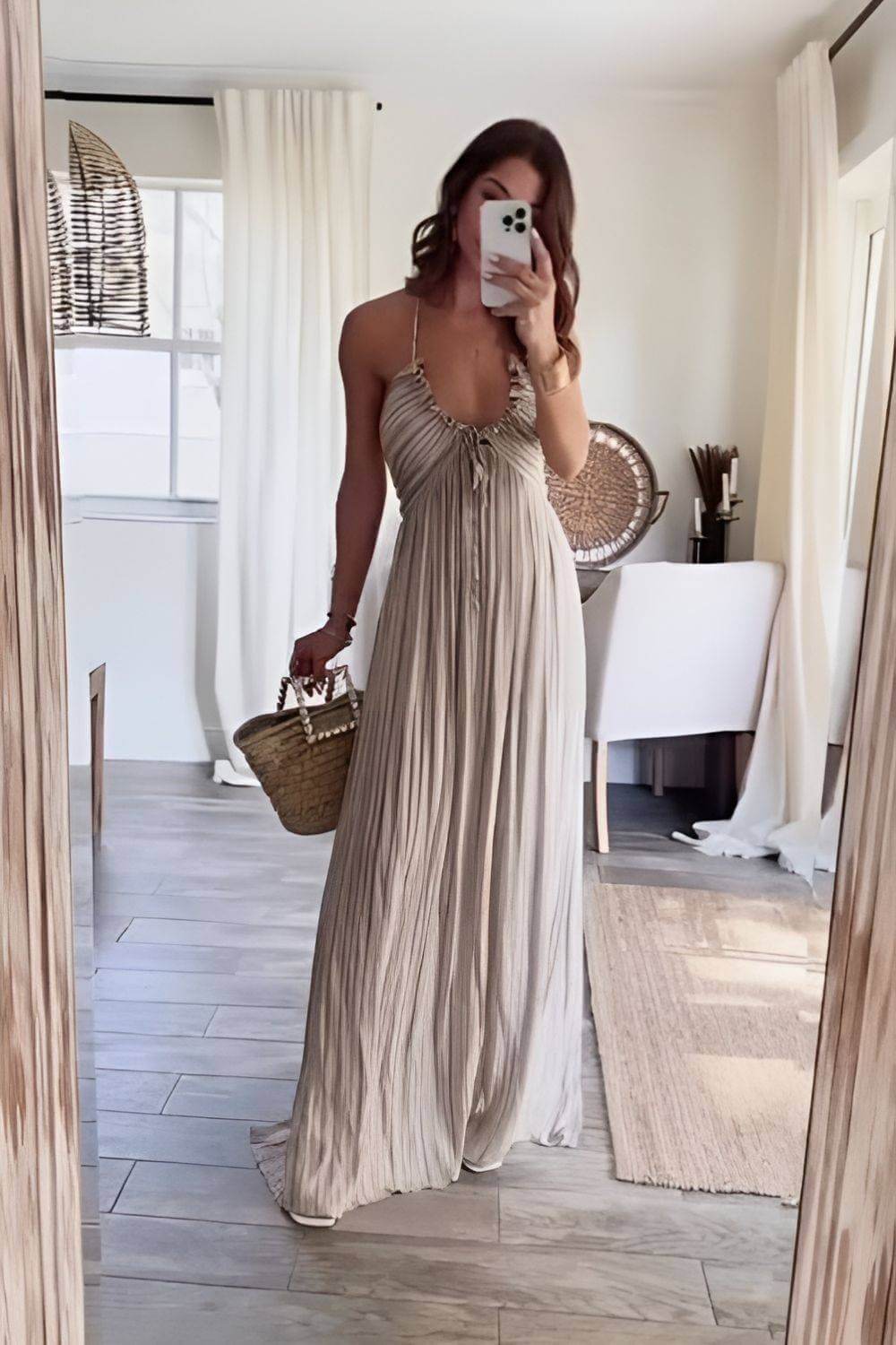Lanie - Elegancka plisowana suknia maxi