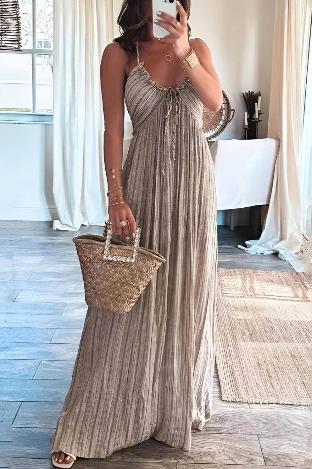 Lanie - Elegancka plisowana suknia maxi