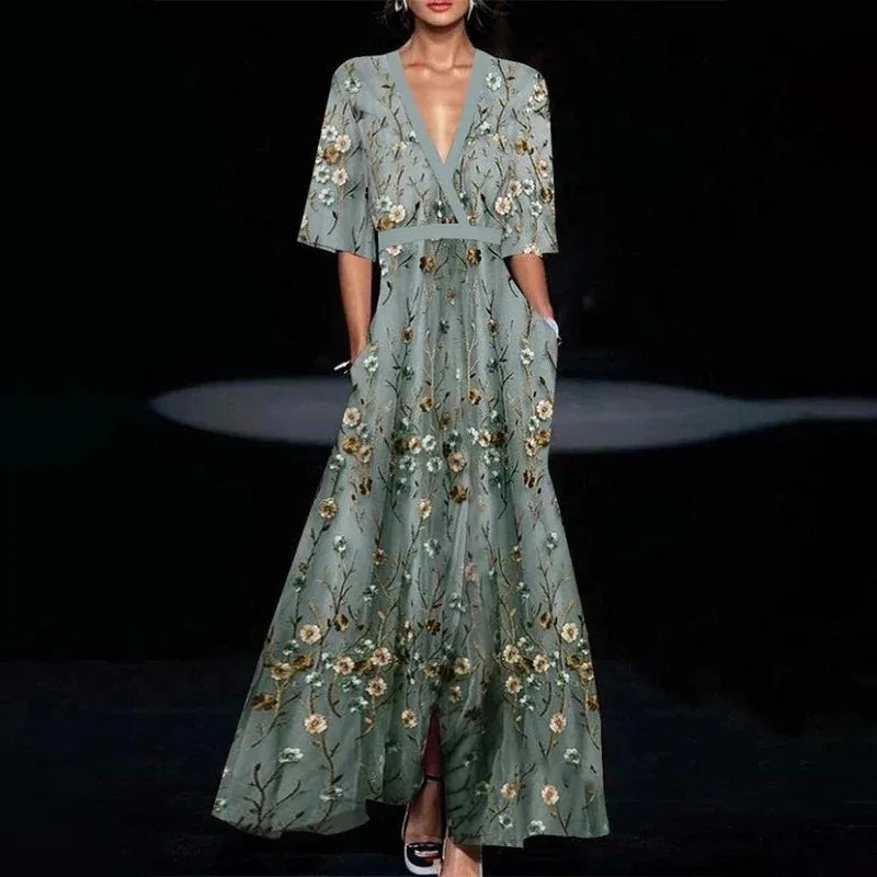 Jamie - Elegancka sukienka maxi w kwiatowy wzór