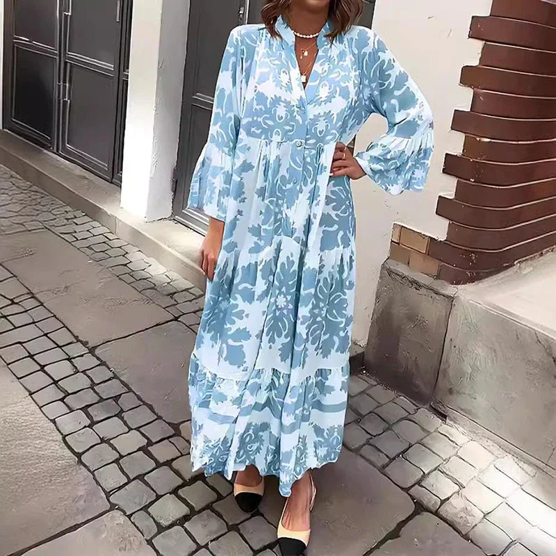 Avielle - Modna sukienka maxi w stylu boho z nadrukiem