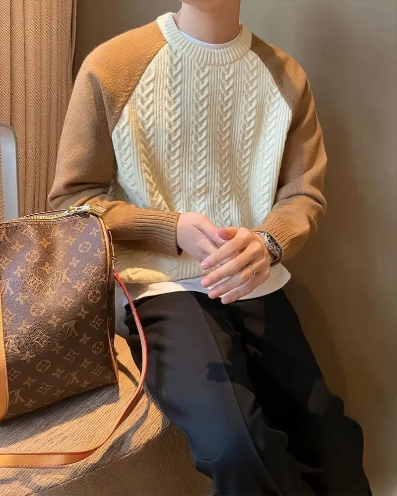 Sweter z dzianiny typu cable knit w kolorze srebrnym