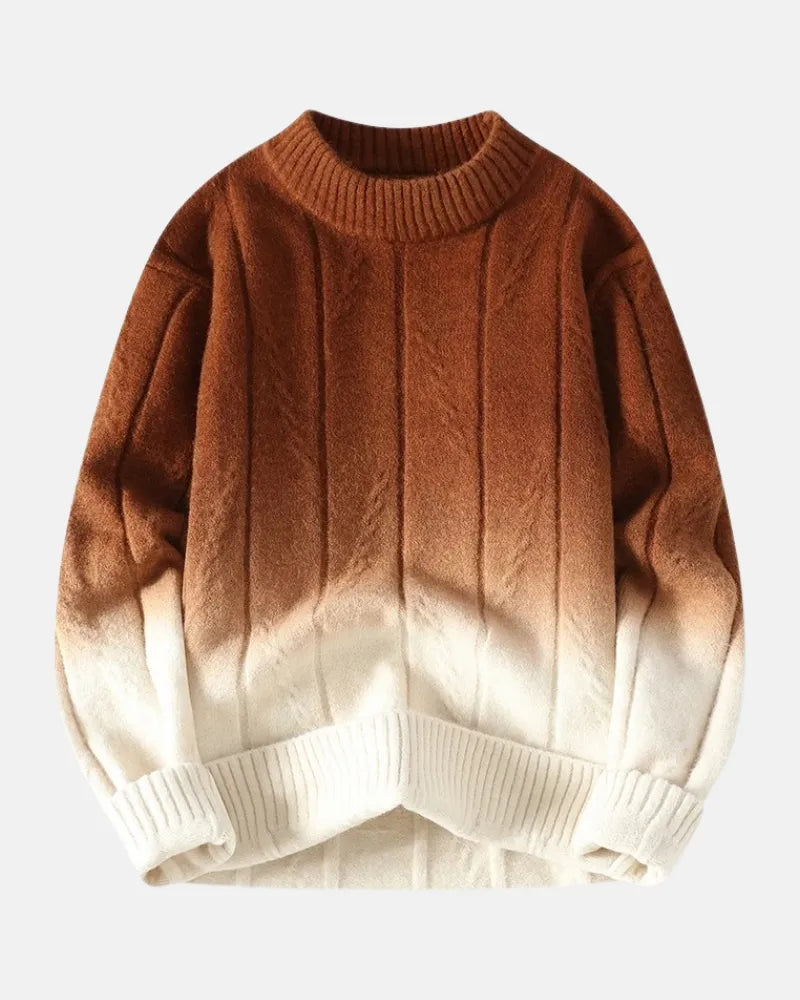 Kaskadowy sweter z okrągłym dekoltem i efektem ombré