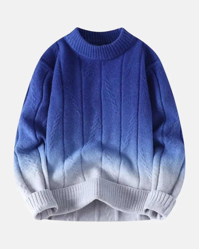 Kaskadowy sweter z okrągłym dekoltem i efektem ombré