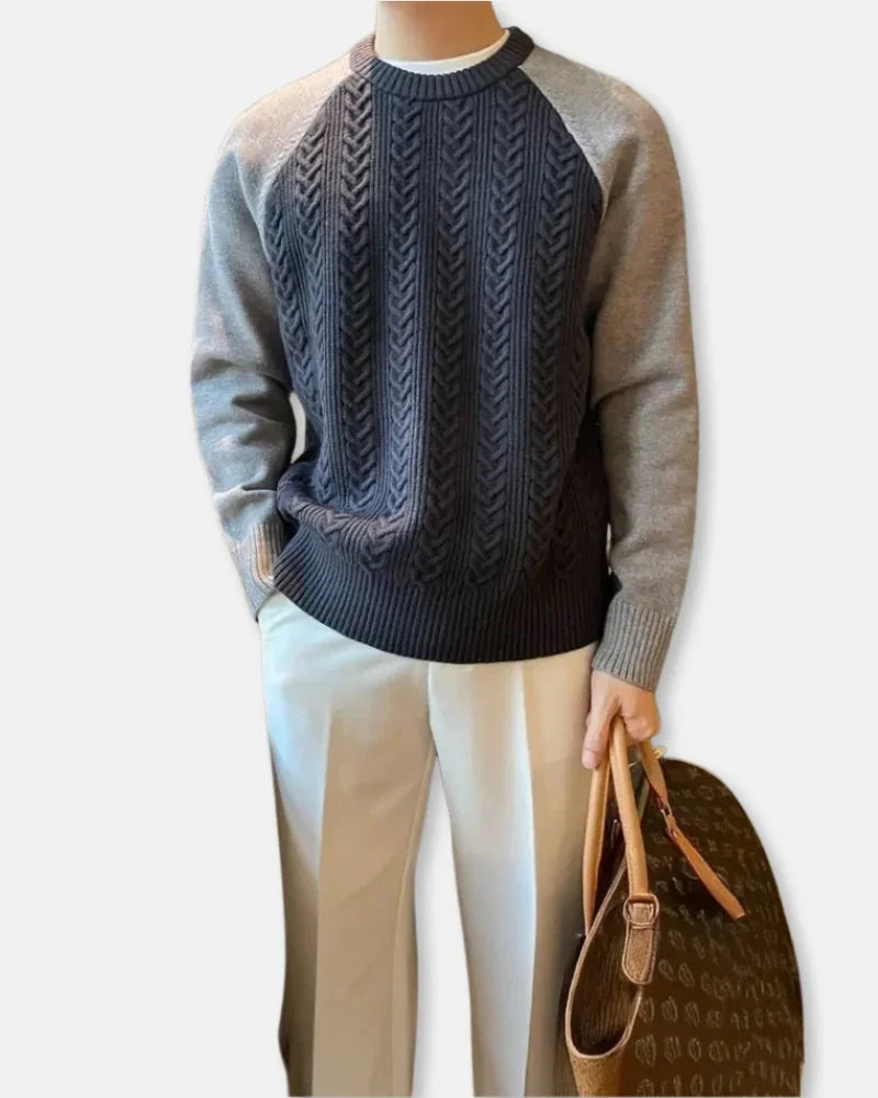 Sweter z dzianiny typu cable knit w kolorze srebrnym