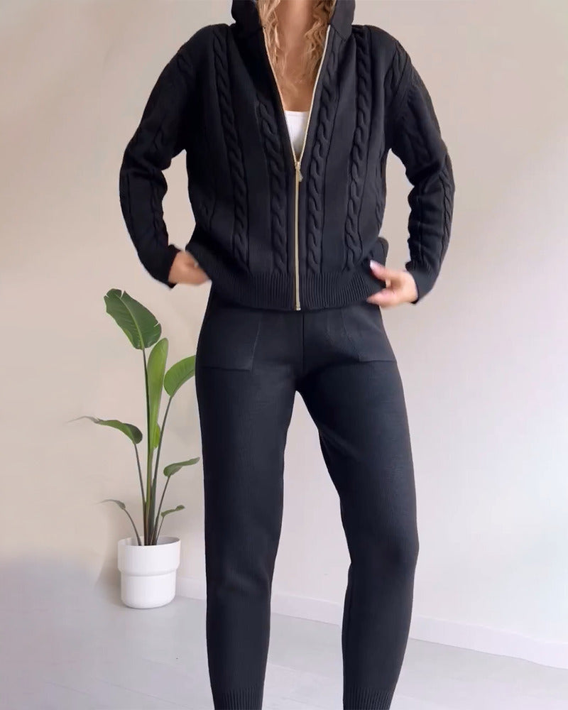 Ania - Zestaw dwuczęściowy casual twist Jacquard
