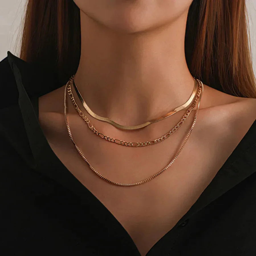 Giselle – Naszyjnik Vintage Gold, 3-częściowy, warstwowy